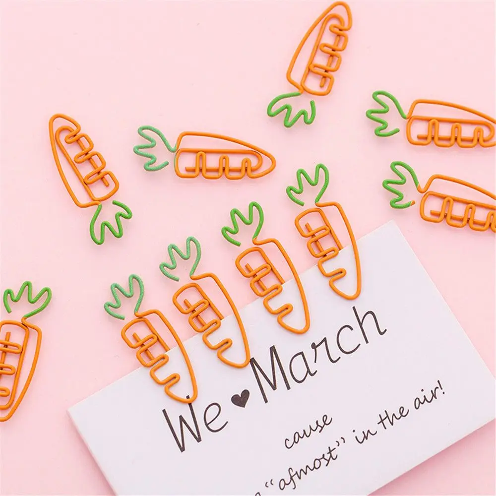 

5pcs/lot New Fruit Book Clips Carrot Design Paper Clips Fashion Stationery Metal Bookmark Binder Clips Memo Planner Office Tools