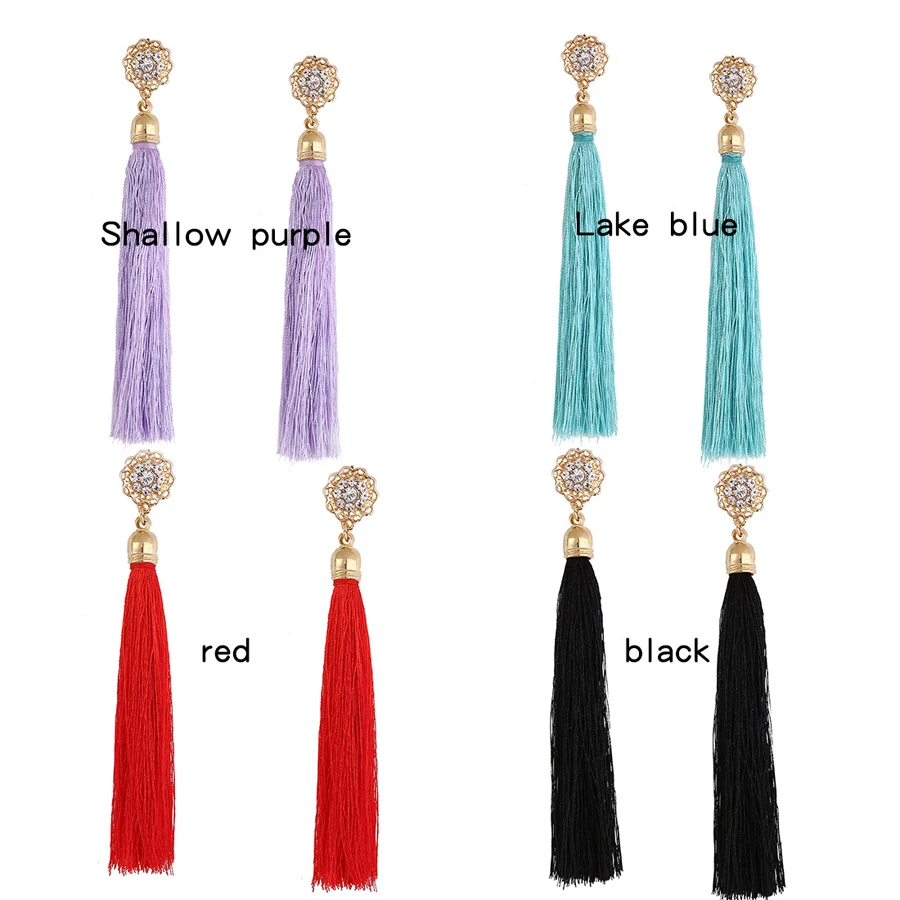Meidi Long String Purple Tassel Braided Rope Bohemia Earrings For Women Earings Set Fashion Jewelry Multicolor Brincos | Украшения и