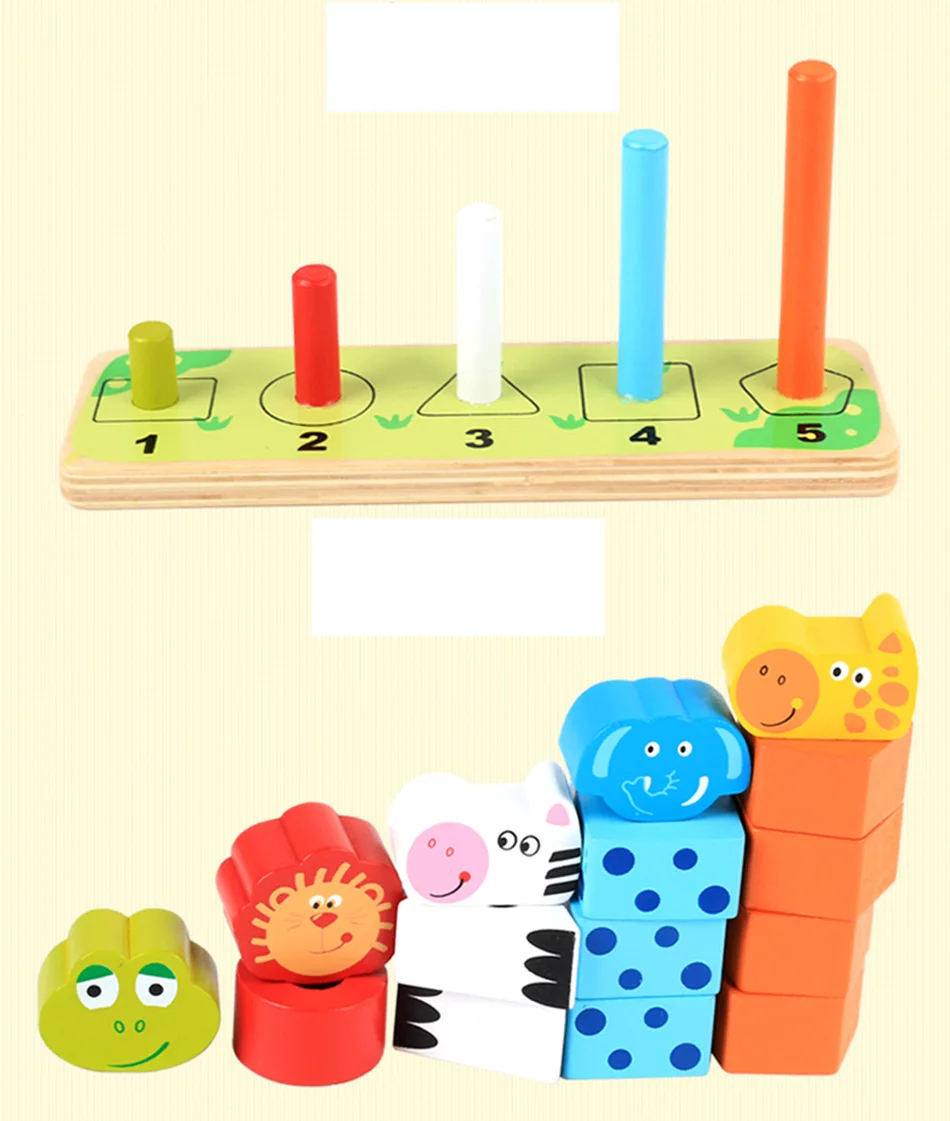 JaheerToy деревянные игрушки для детей Монтессори обучающая игрушка животные и фрукты 2-3-4 года для детей колонна