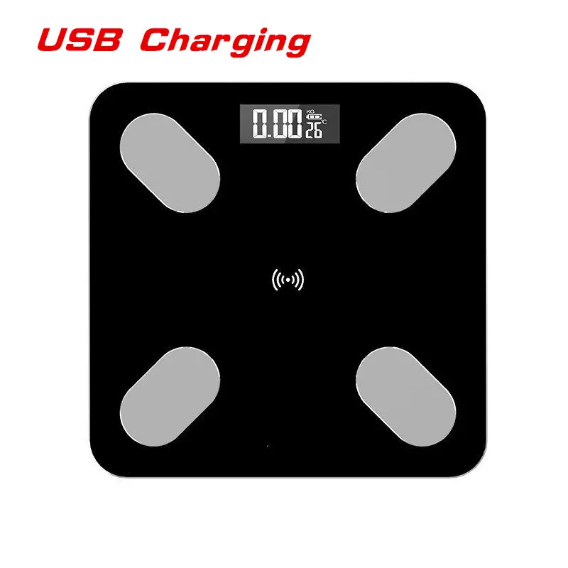 Black USB Bluetooth весы напольные весы Smart BMI весы lcd Цифровые весы для ванной комнаты анализатор состава тела с приложением для смартфона - Цвет: Black USB