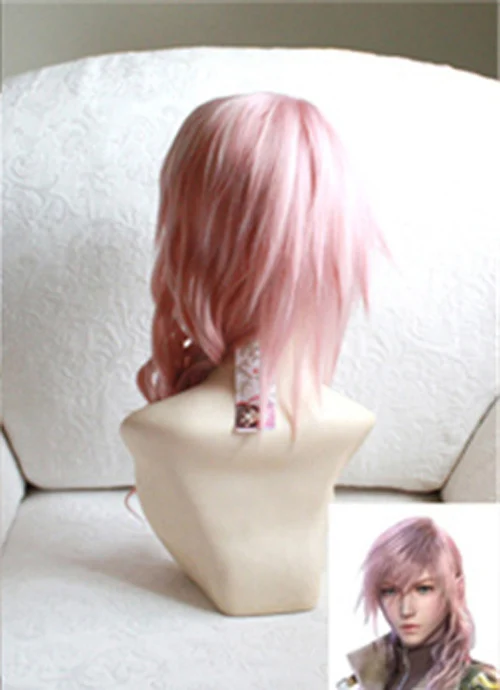 Final Fantasy FF13 Lightning смешанный розовый длинный термостойкий парик для