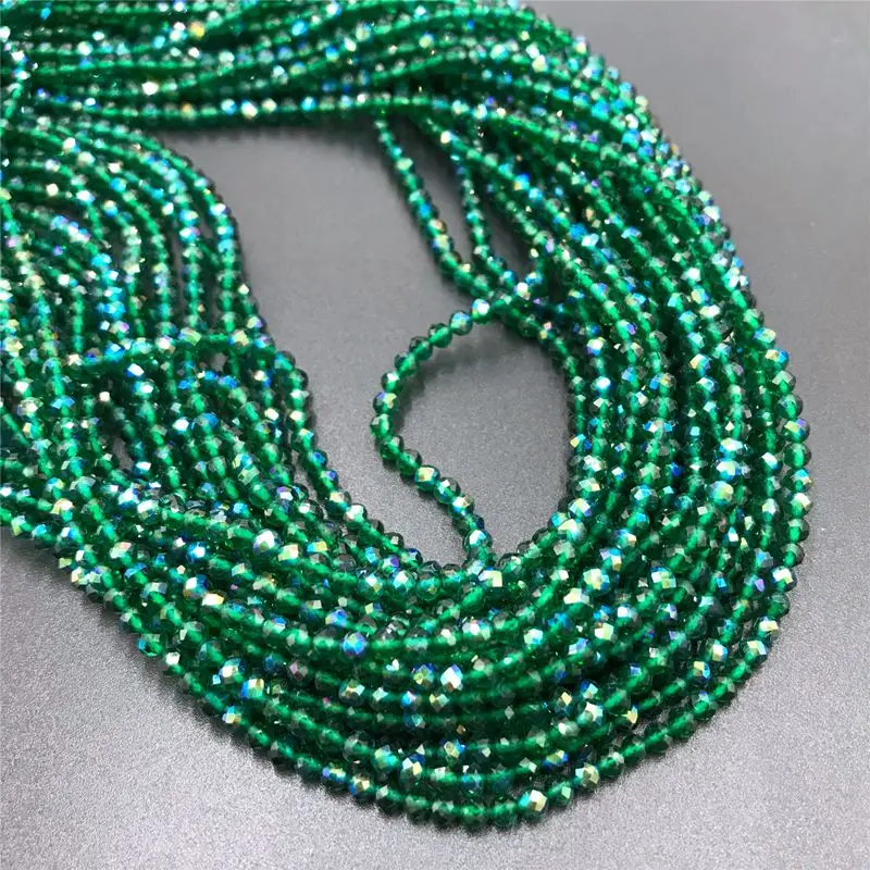 AB emerald 2 мм розовый опал Quartzs граненые бусины микро граненные драгоценные камни круглые бусины крошечный камень бусины для изготовления браслетов для женщин ожерелье - Цвет: AB emerald