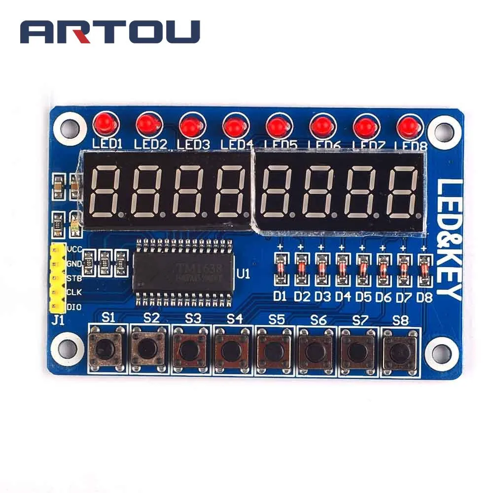 Модуль TM1638 ключ дисплея для AVR Arduino новая 8 битная светодиодный вая Светодиодная