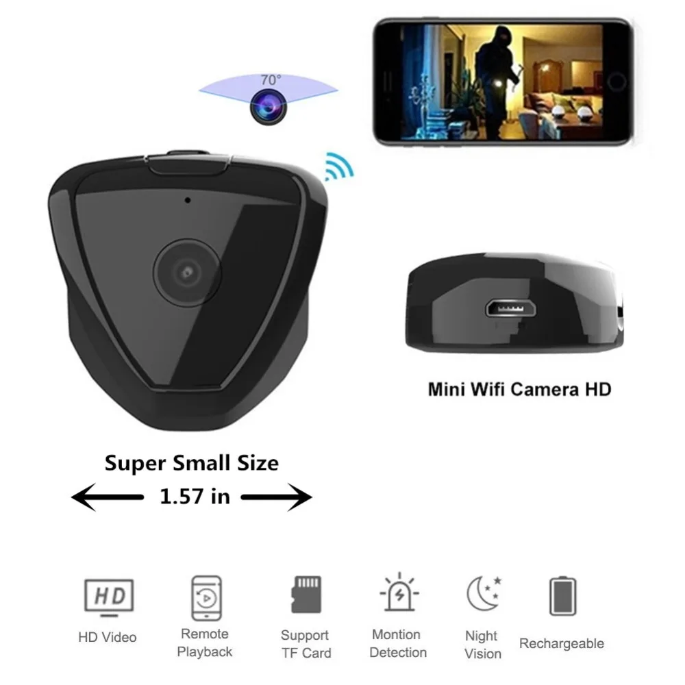 

Camsoy Мини HD камера ночного видения движения инфракрасная беспроводная Wifi IP микро видео видеокамера для наблюдения безопасности DVR DV