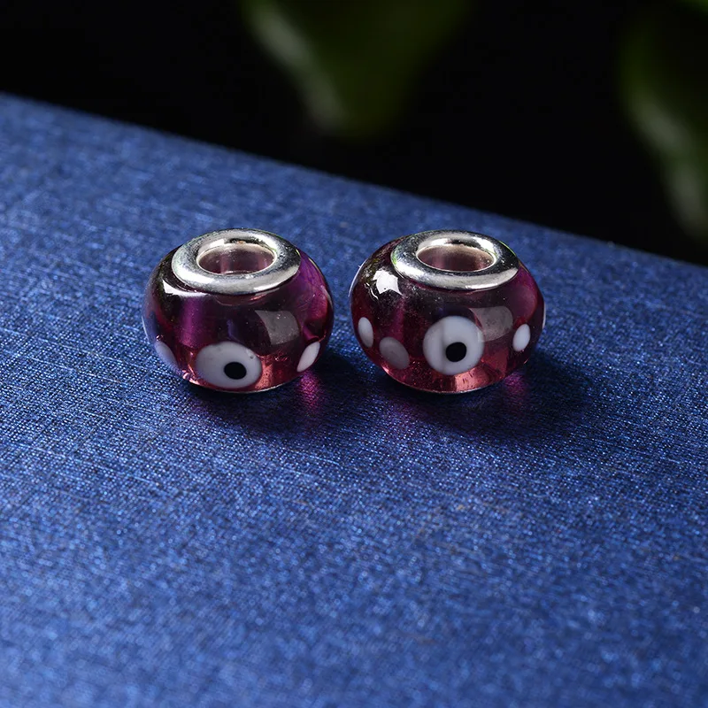 

100pcs/lot 9x14mm Big Hole Handmade Lampwork Beads DIY European Brand Bracelets Turkey Eyes Loose Beads Jewelry Accessories