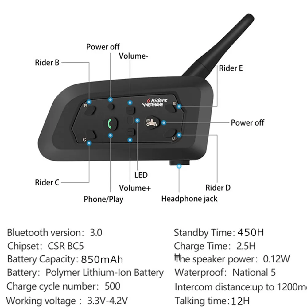 Профессиональный V6 мотоциклетный Bluetooth шлем гарнитуры интерком для 6 всадников беспроводной intercomunicador интерфон Шлем Интерком