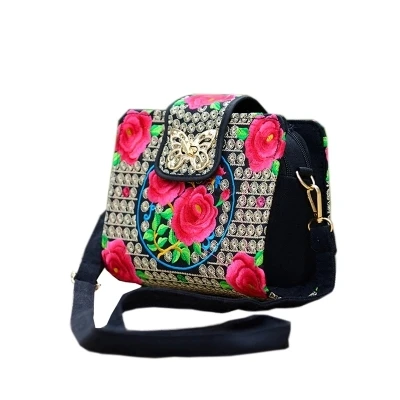 IMIDO винтажная Этническая Вышивка Холщовая Сумка через плечо 2017 Горячая