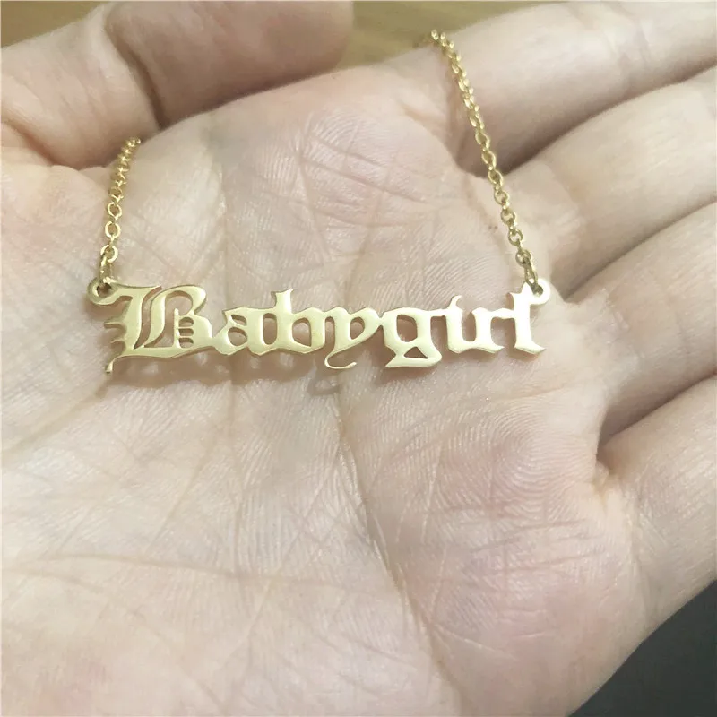 12 Babygirl Индивидуальное именное ожерелье, Золотая подвеска с монограммой, именная табличка, колье, ожерелье, ювелирное изделие для женщин, подарок - Окраска металла: 12 Babygirl