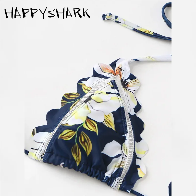 HAPPYSHARK бикини с цветочным узором и вырезами Новинка лета 2019 Женский Бразильский
