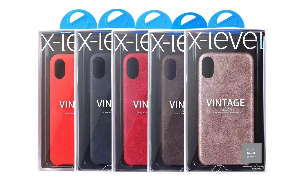 Чехол для iPhone XS Max XR X-Level винтажный Ретро из искусственной кожи телефона X