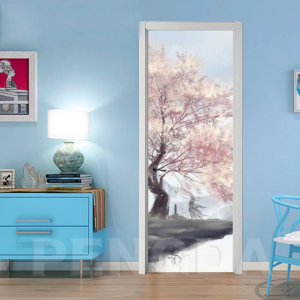 

Домашнее украшение, 3d наклейка на дверь, принт, древнее аниме, самоклеящийся, искусство, водонепроницаемая бумага, роспись, обновление, накл...