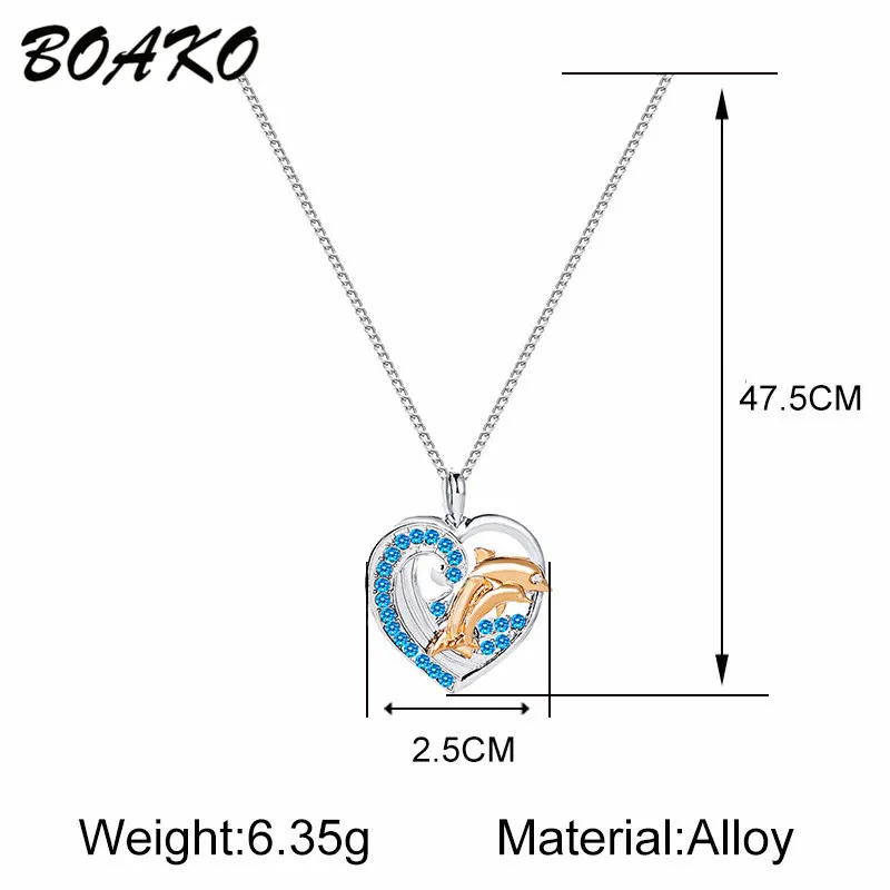 BOAKO модная модель в стиле любящее Дельфин ожерелье с искусственными камнями