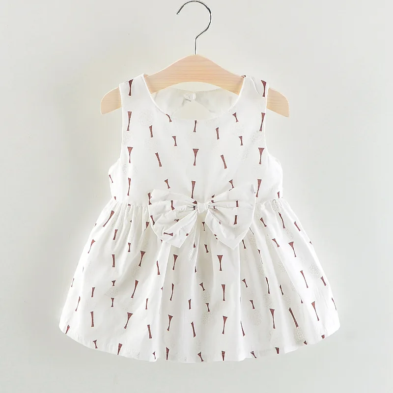 2018 летнее платье для маленьких девочек базовое с бантом малышей новорожденных