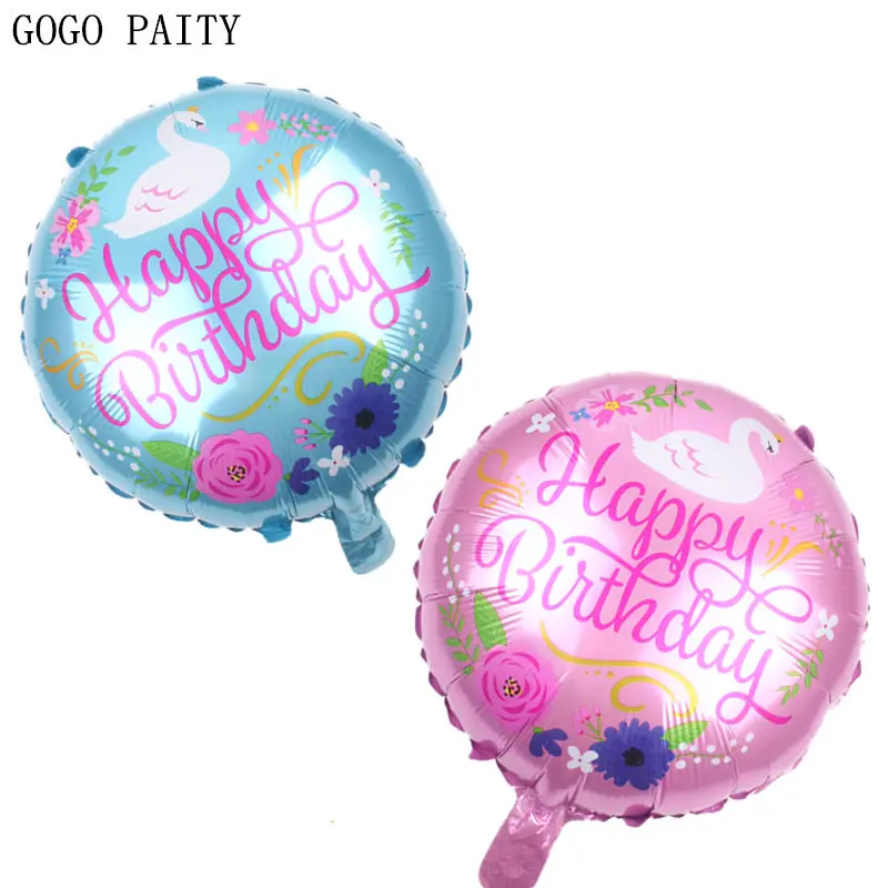 GOGO PAITY Новый 18 дюймовый Круглый Белый лебедь с днем рождения алюминиевый шар