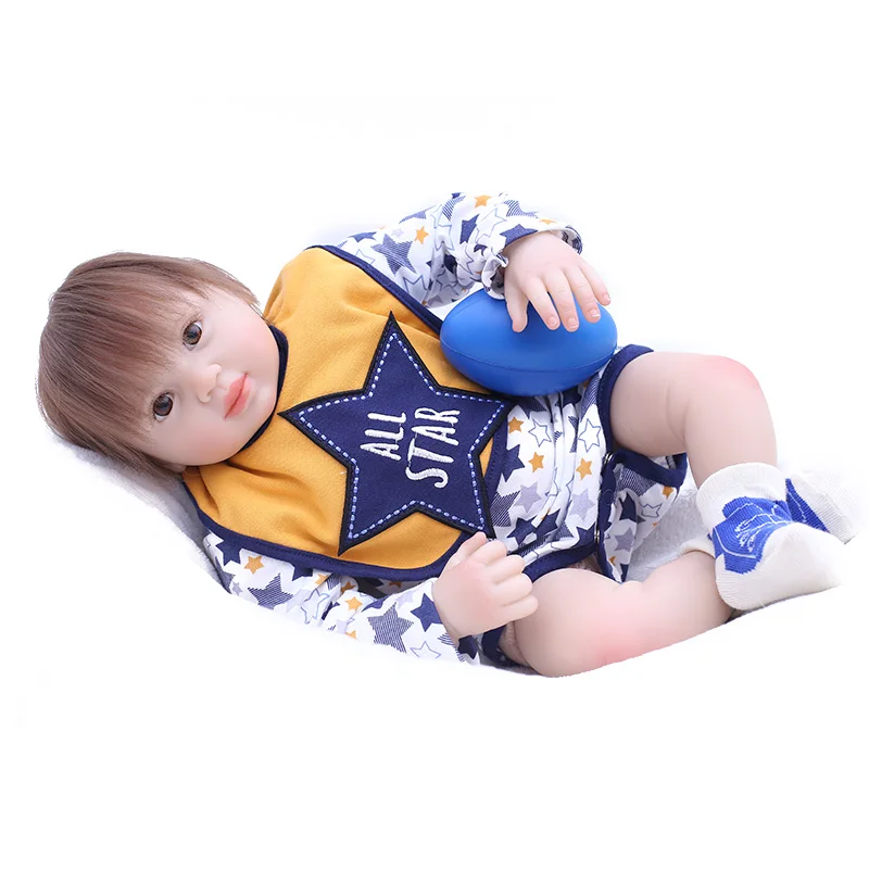 

2018 popular 48cm Silicone Reborn Dolls Lifelike Baby Sports boy Newborn Fashion Doll Christmas Gift New Year Gift DOLLMAI