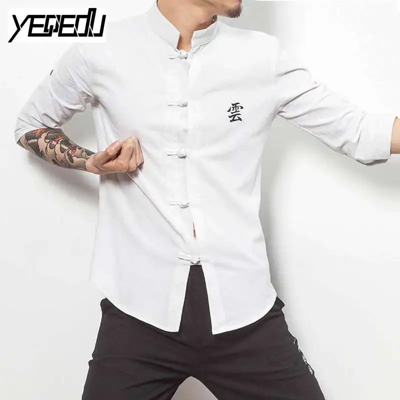 #2726 Лето 2018 льняная рубашка мужская черная/белый китайский Модная Chemise homme Большие