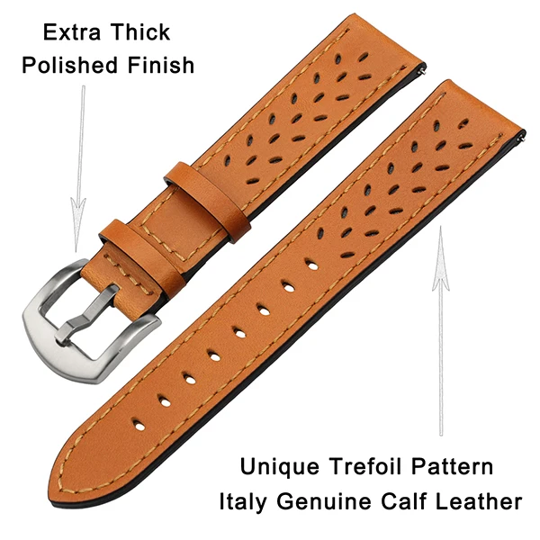 20 мм 22 мм Trefoil ремешок для часов из натуральной кожи для Luminox Tissot Hamilton Mido Longines Quick Release Watch Band стальной ремешок с застежкой