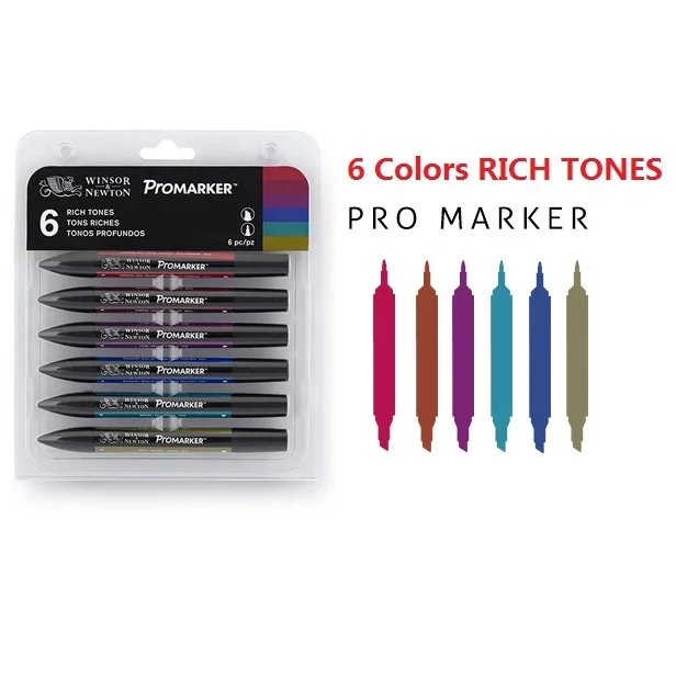 6 Colors RICH WINSOR& NEWTON 6/12 видов цветов Двойные наконечники(1 мм/6 мм) Профессиональный маркер для белой доски рисунок товары для рукоделия - Цвет: 6 Colors RICH