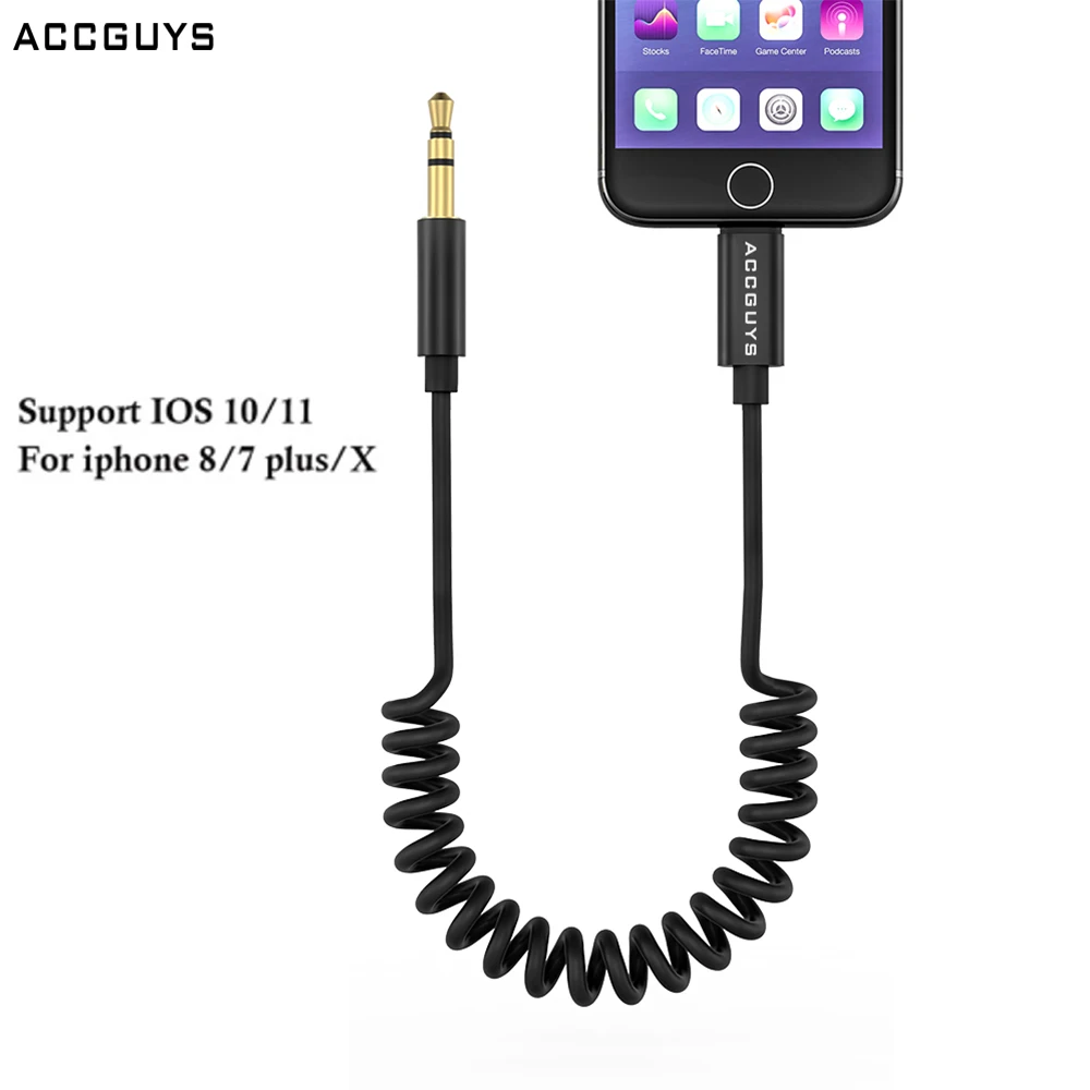 ACCGUYS Весна Aux шнур Автомобильный кабель для iPhone 8 7 Plus X XS Max XR до 3 5 мм разъем