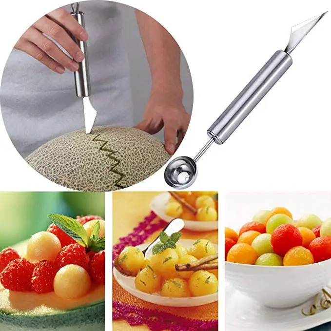 Watermelon spoon Вечерние принадлежности из нержавеющей стали для резки фруктов ложка нож для нарезки дыни Corer Совок резак для быстрого нарезания умные режущие кухонные инструменты - Цвет: Watermelon spoon