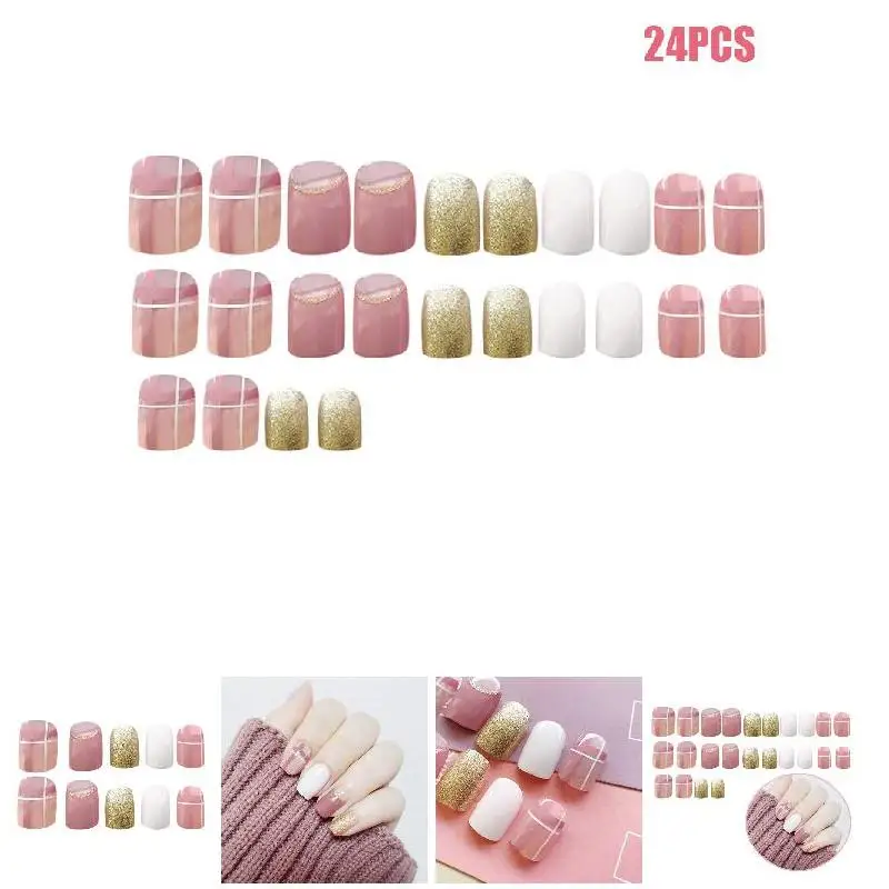 24 шт. элегантные розовые белые золотые наклейки для дизайна ногтей