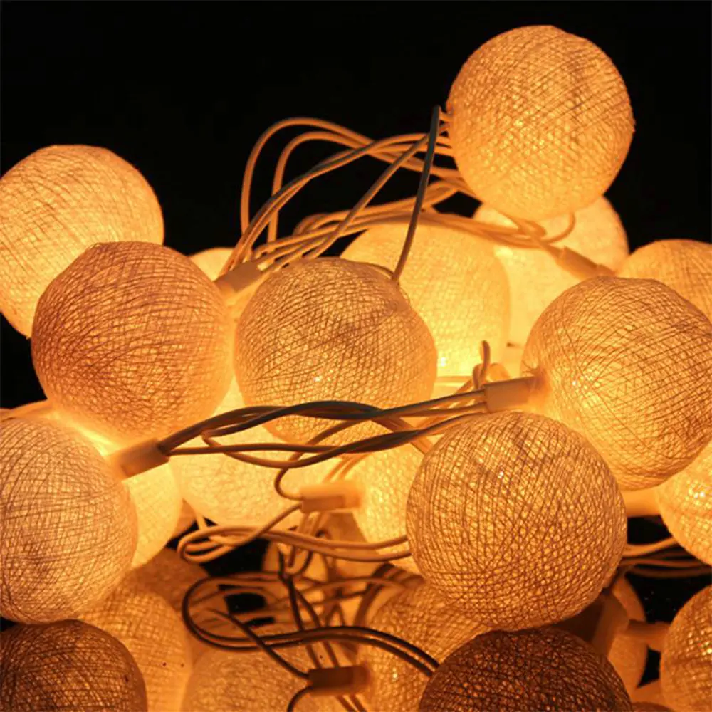 20 светодиодов Теплый Белый Ватный шар Сказочная гирлянда AC110V/220 В СВЕТОДИОДНАЯ