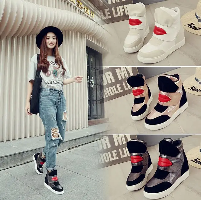 Новая мода стиль магии петли увеличение женская обувь платформы повседневная