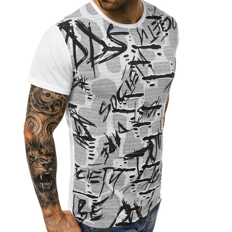 2019 Новинка Лидер продаж Camo сращивания футболка Для мужчин моды хип-хоп футболки с