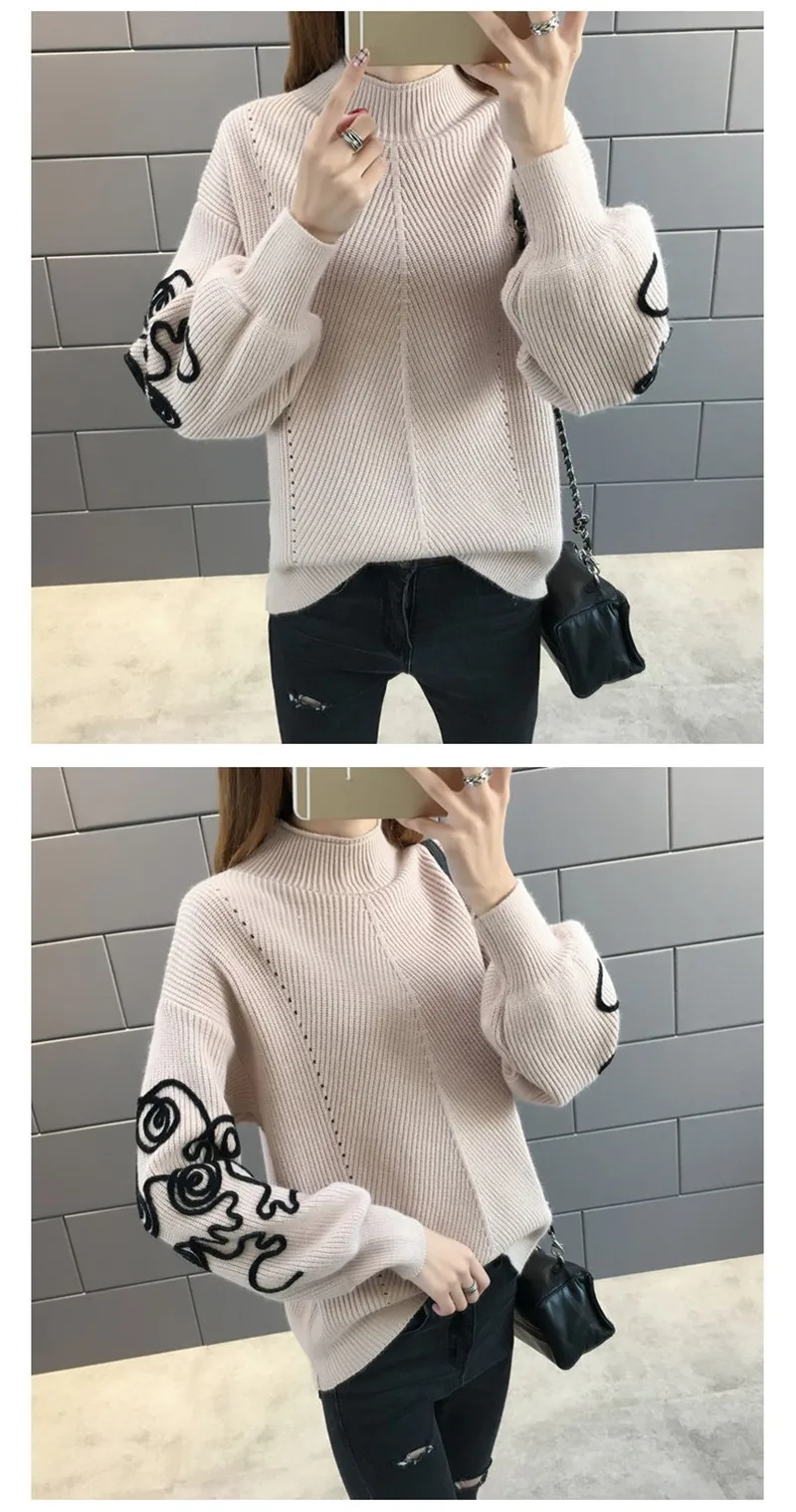 Neploe свитер женский корейский Pull Femme Hiver джемпер крючком с пышными рукавами пуловер Sueter Mujer вязаные свитера с высоким воротом 36816