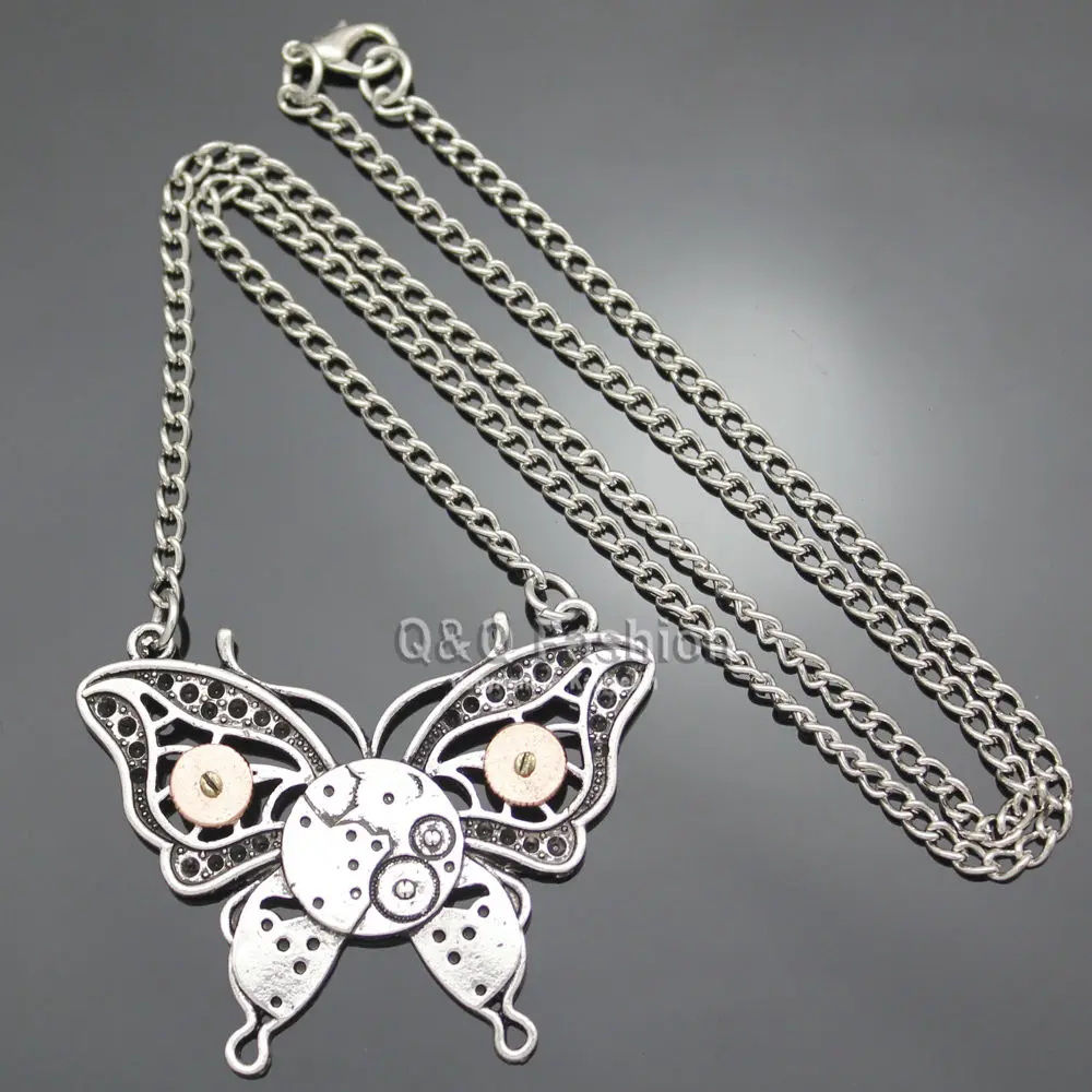 RechicGu винтажные посеребренные часы-бабочки ручная шестерня зубчатая цепочка в