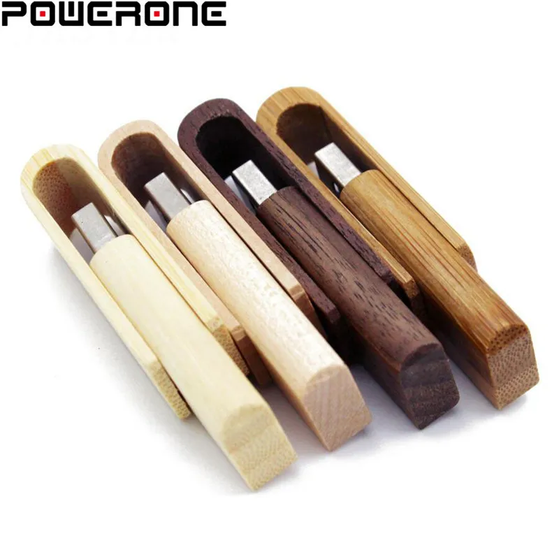 POWERONE деревянный вращающийся USB флеш-накопитель, флешка 4G 8GB 16GB 32GB 64 GB, флеш-накопитель, персональный логотип, индивидуальная карта памяти