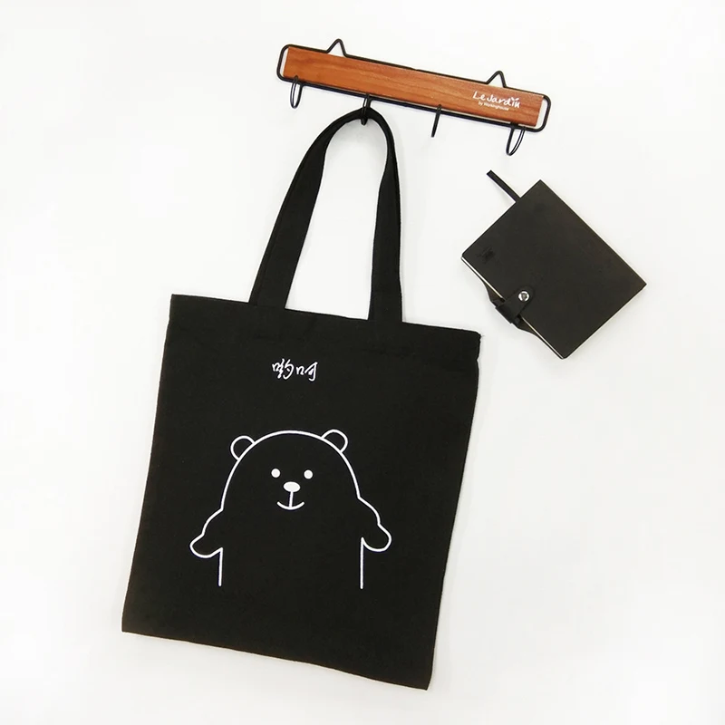 Повседневная Холщовая Сумка с принтом медведя из мультфильма сумка на плечо для