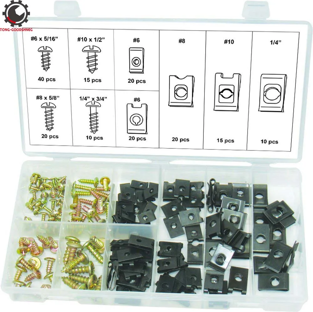 

Screw U Nut U-Clip Auto Car Clip Screw for Dash Door Panel Wide Range U Nut 170pcs Car Fastener Clips Screw Base U Type Nut