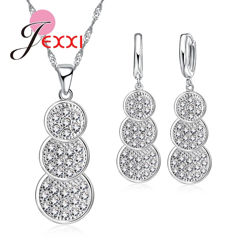 

Ювелирные наборы для помолвки женские свадебные CZ хрустальные подвески ожерелье и серьги для женщин