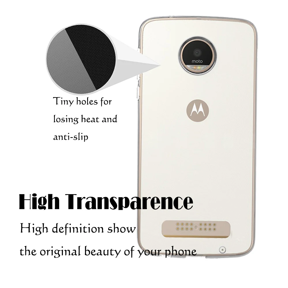 Ультратонкий Прозрачный мягкий силиконовый чехол из ТПУ для Motorola Moto Z Play Droid |