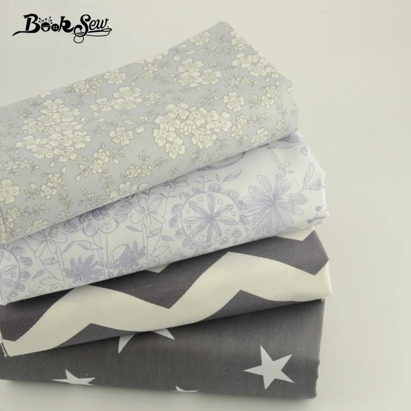 Booksew саржевая хлопчатобумажная ткань черного и белого цвета 4 шт. 40 см x 50