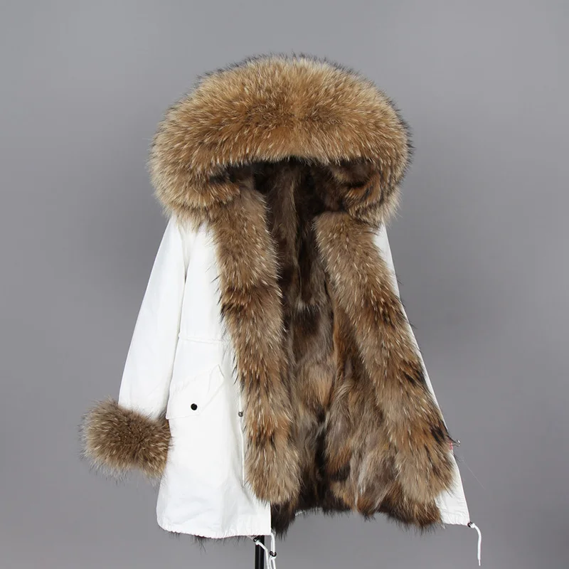 Raccoon lining-1 Maomaokong натуральный мех белая хлопковая куртка зимняя женская меховая куртка парка - Цвет: Raccoon lining-1