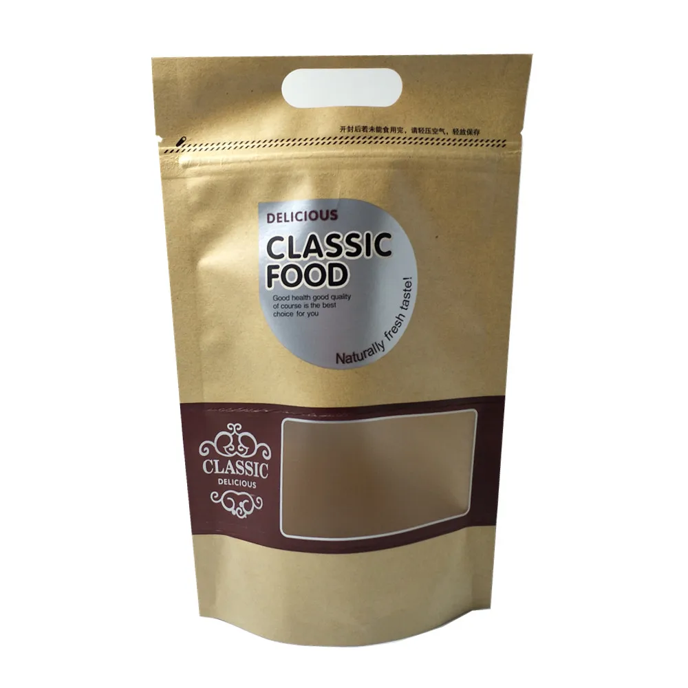 Coffee 300 шт 15x25 см Doypack крафт-бумага пластиковая застежка молния Блокировка окна упаковка сумка с ручкой самозапечатывающийся закуска к чаю продуктовые пакеты со струнным замком - Цвет: Coffee