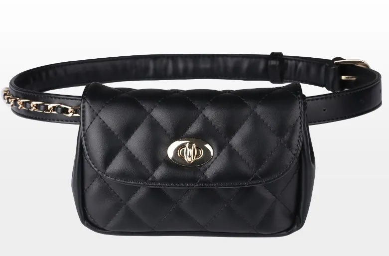black PU Leather Mihaivina модная кожаная поясная сумка Женская поясная нагрудная сумка женская клетчатая поясная сумка для хип денег дорожная сумка для телефона - Цвет: black PU Leather