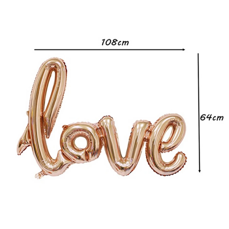 Большой Размер 108x64 см гигантская ссылка розовое золото LOVE фольгированный шар