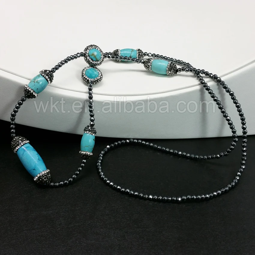 

WT-NV094 Newest Designs Hematite Beaded Necklace Charm Natural howlite fashion All-match Necklace Howlite Beads necklaces