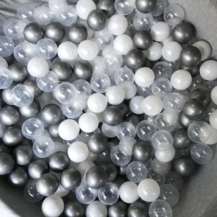 sliver white clear Серебряный, Золотой, экологичный, красочный мяч, мягкий, пластиковый, Океанский шар, забавный, детский, детский, для плавания, яма, игрушка, водный бассейн, океан, 60 мм - Цвет: sliver white clear