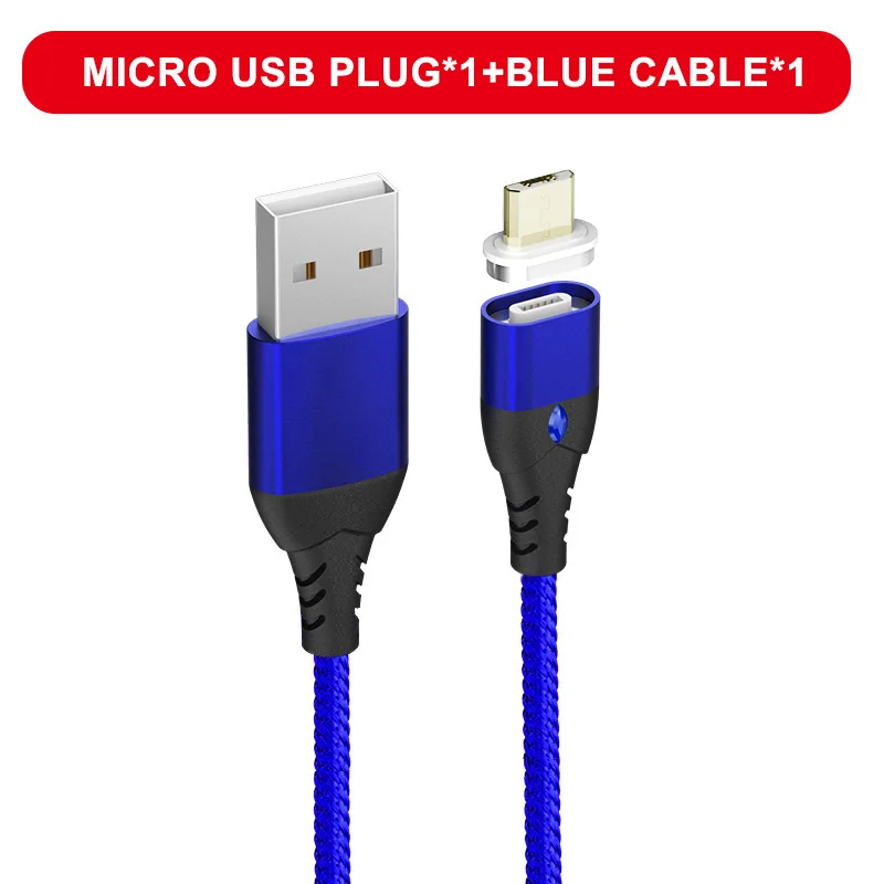 Blue for Micro Магнитный кабель 3A Usb type c кабель Быстрая зарядка для iPhone X S MAX XR 8 7 зарядное устройство для телефона samsung s9 oneplus 6t Передача данных - Цвет: Blue for Micro
