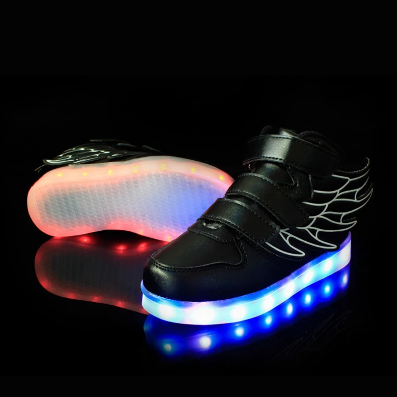 25-37 Размеры/зарядка через USB корзина ВОДИТЬ детей Обувь с Light Up Kids Повседневное для