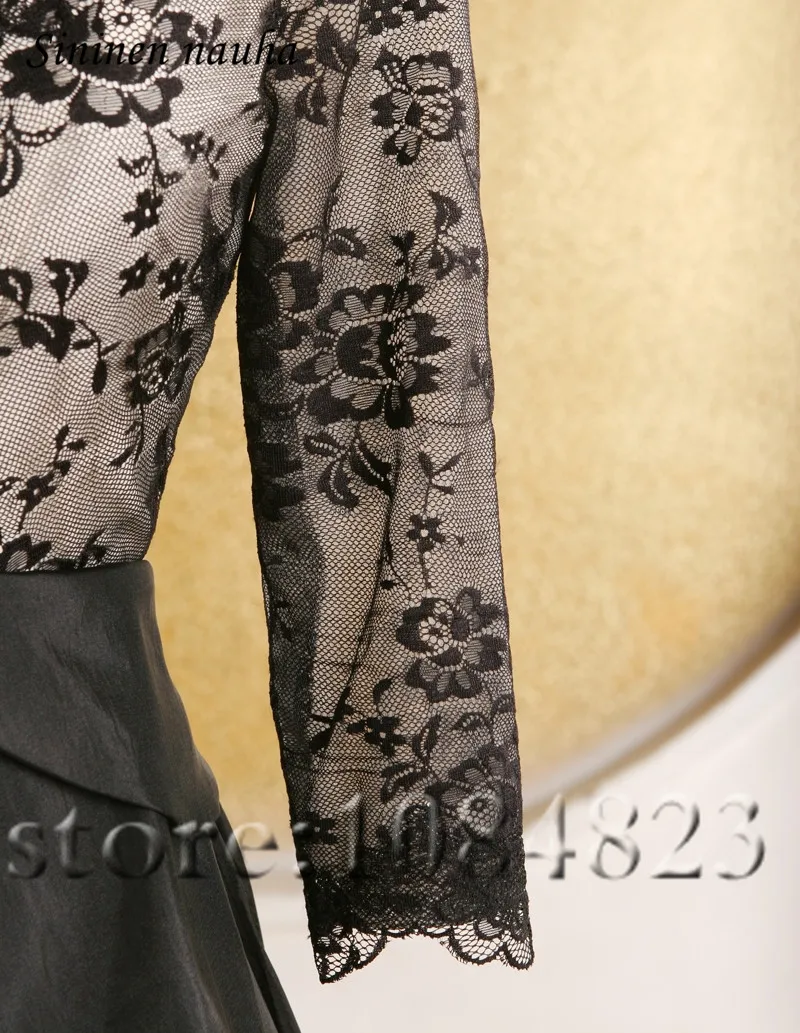 

Black Lace Evening Dresses Long Sleeves V Neck Backless Prom Dress Formal Gown Plus Size Vestidos De Festa Robe De Soiree 6