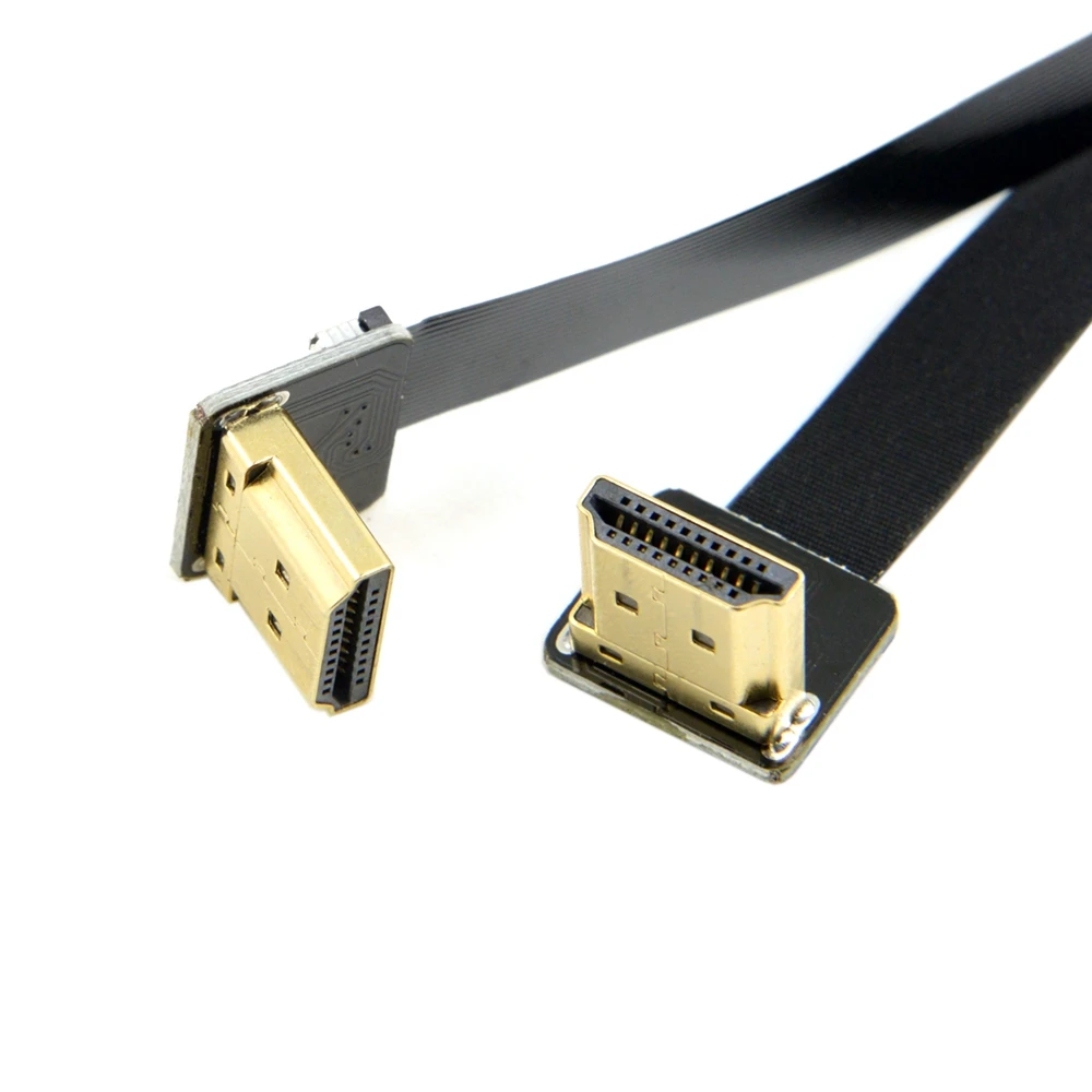 

MLLSE Dual Up Angled 90 Degree FPV HDMI Type A Male to Male HDTV FPC Flat Cable AA4071