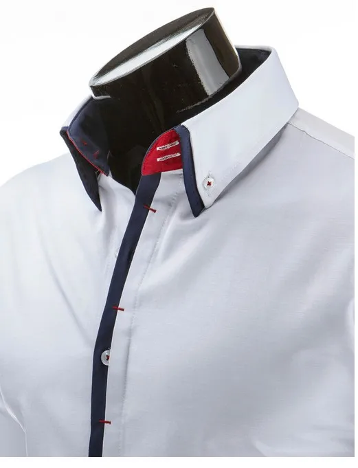 Новинка 2017 года Мужские Рубашки Высокое качество с длинным рукавом Slim Fit Мужская