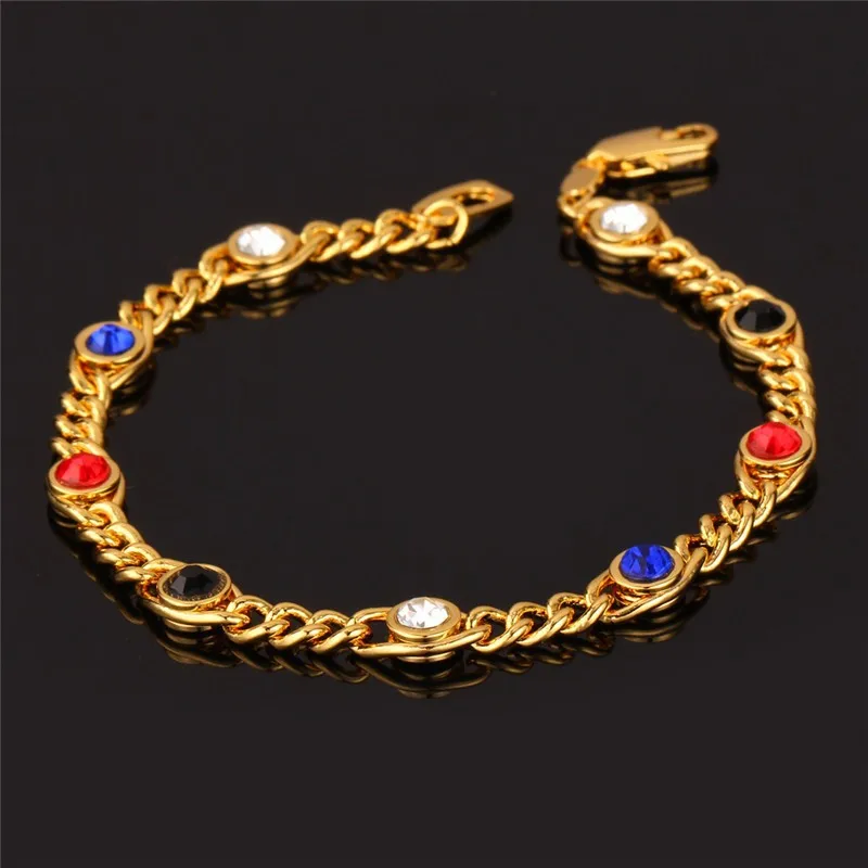 U7 Цыетные Стразы Цепь Ожерелье Браслет Ювелирные Комплекты Для Женщин Оптом