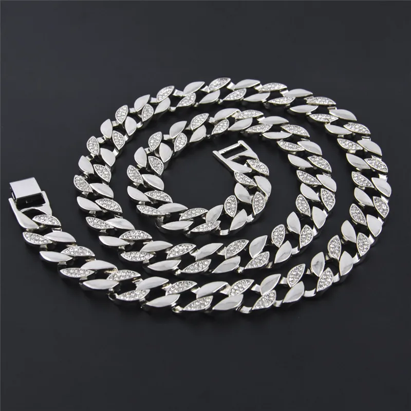 Iced Out цепи для мужчин s цепочки и ожерелья роскошные Золотая цепь со стразами хип хоп Jewelry Hipster Снаряженная Цепь для