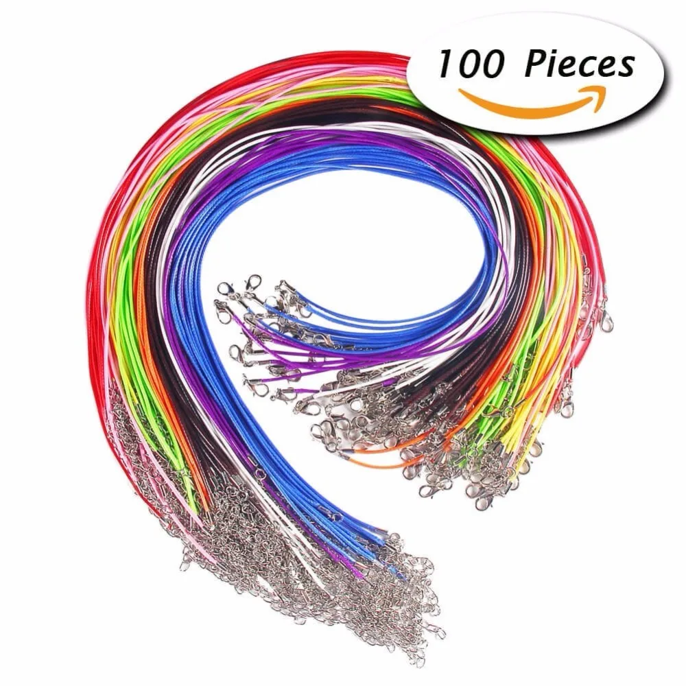 100 шт 18 дюймов вощеный хлопок ожерелье шнур с карабином Омаров для DIY изготовления